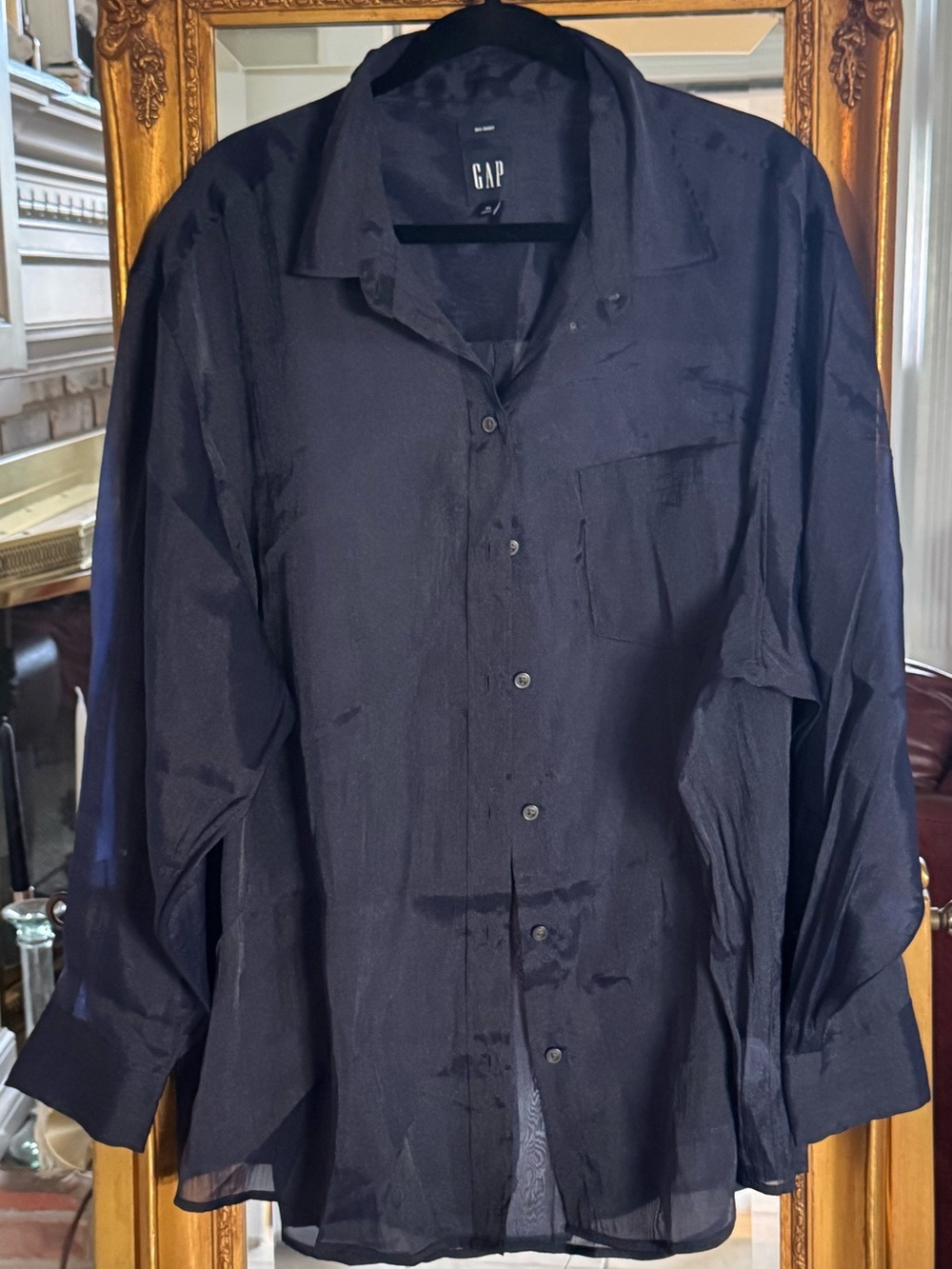 GAP Navy Blue Button-Up Long Sleeve Shirt